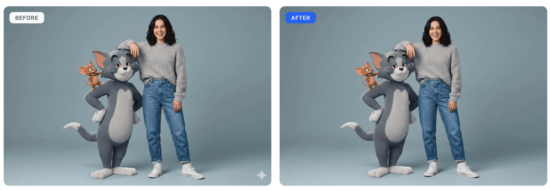 Before and after watermark removal comparison
